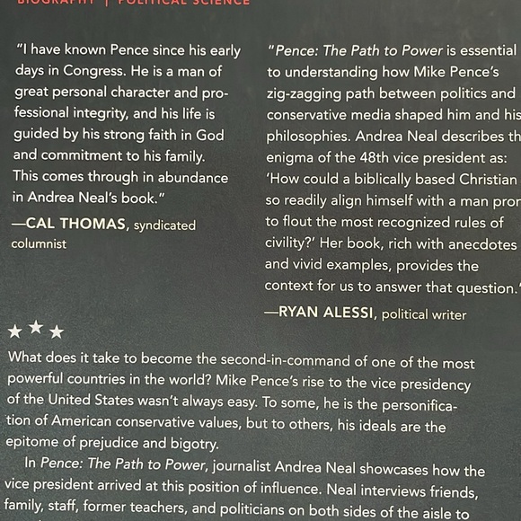 Pence The Path to Power Andrea Neal 2018 HC Book Biography Political Science - Picture 5 of 10